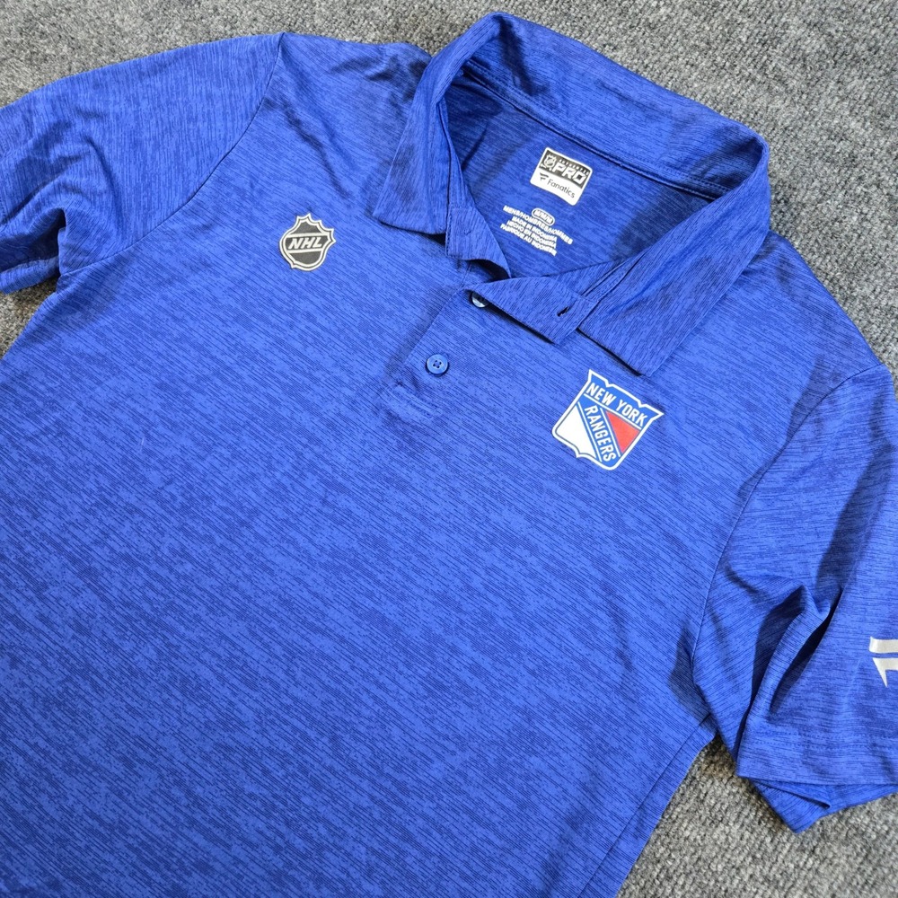 Fanatics NHL New York Rangers Authentic Pro Polo Mens M Blue Heather GameDay